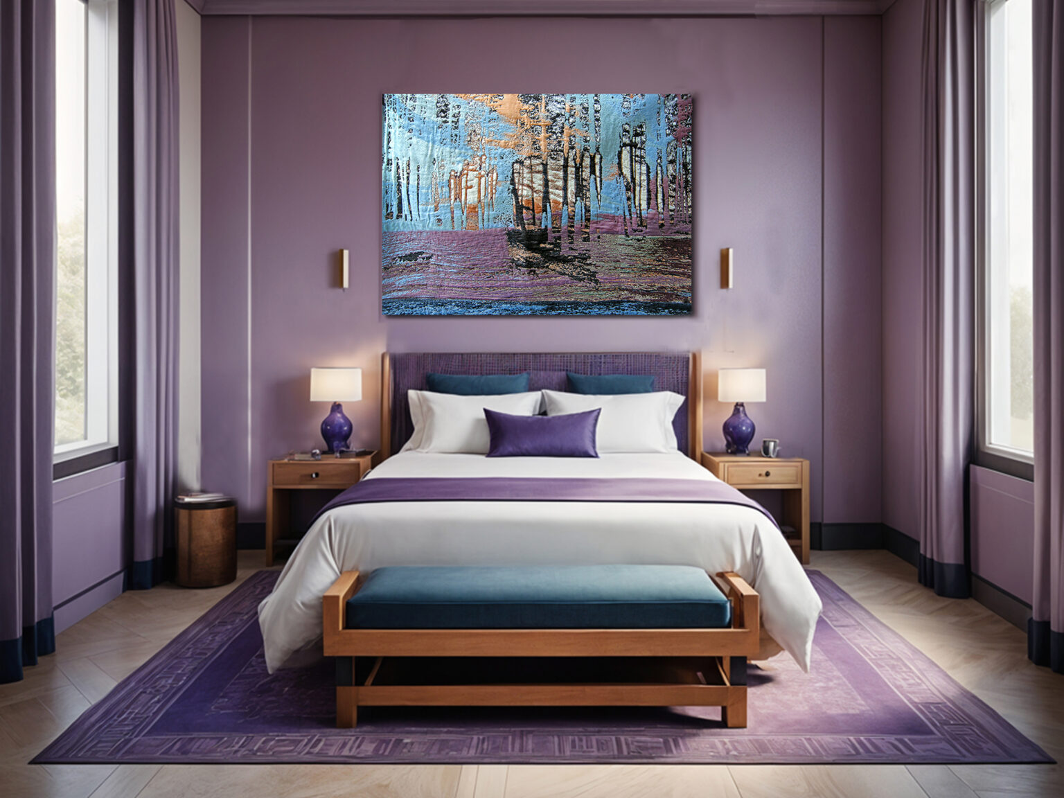 luxuous hotel room, wall tapestry Mirago