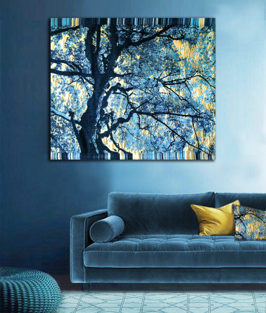 wall tapestry Sylvain in blue interior
